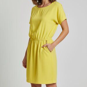 ITALIAN DESIGNER Women's Casual Mini Deep Yellow Luxe Viscose Detailed Pockets